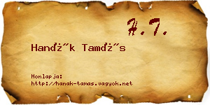 Hanák Tamás névjegykártya